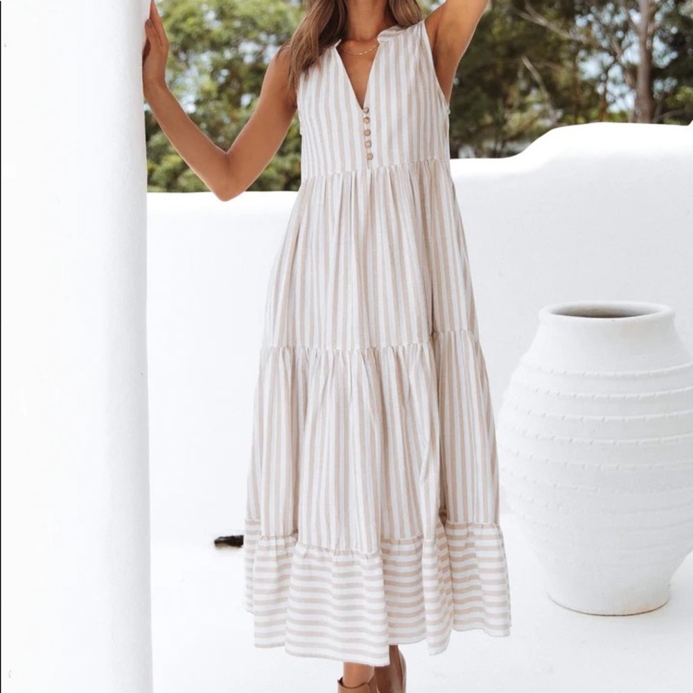 Like New Petal+Pup Striped Midi Dress